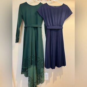 Bundle Deal: 2 Elegant Green and Blue Dresses